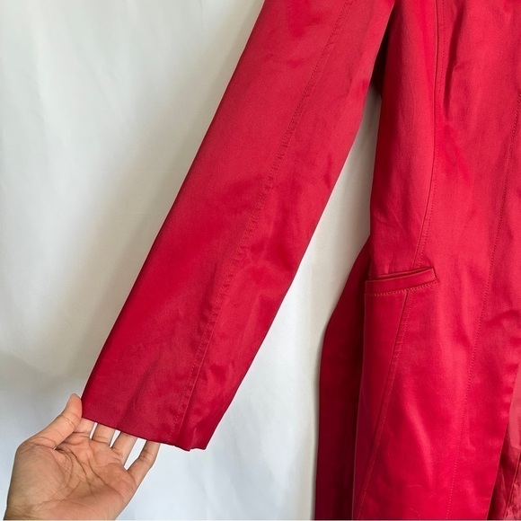 Kenneth Cole New York Women’s Red Mid Length Jacket Trench Coat Wide Collar sz S - Picture 5 of 15